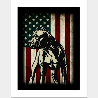 Funny Pitbull Patriotic 4th of July American Flag Gift Posters and Art